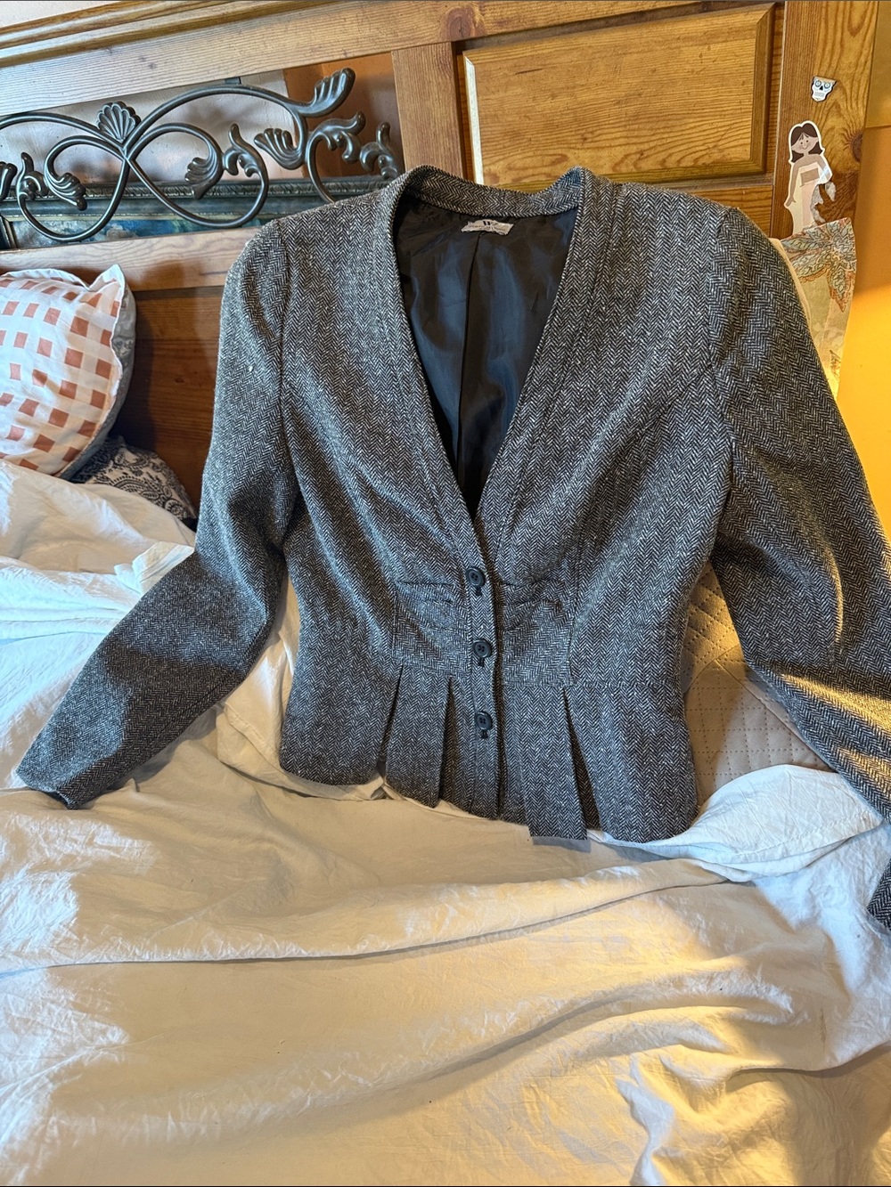 Worthington Gray Tweed Peplum Blazer